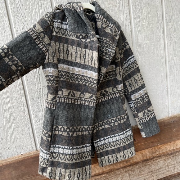 Mossimo Supply Co. aztec patterned wrap style tapered button up cozy pea coat - Picture 9 of 16